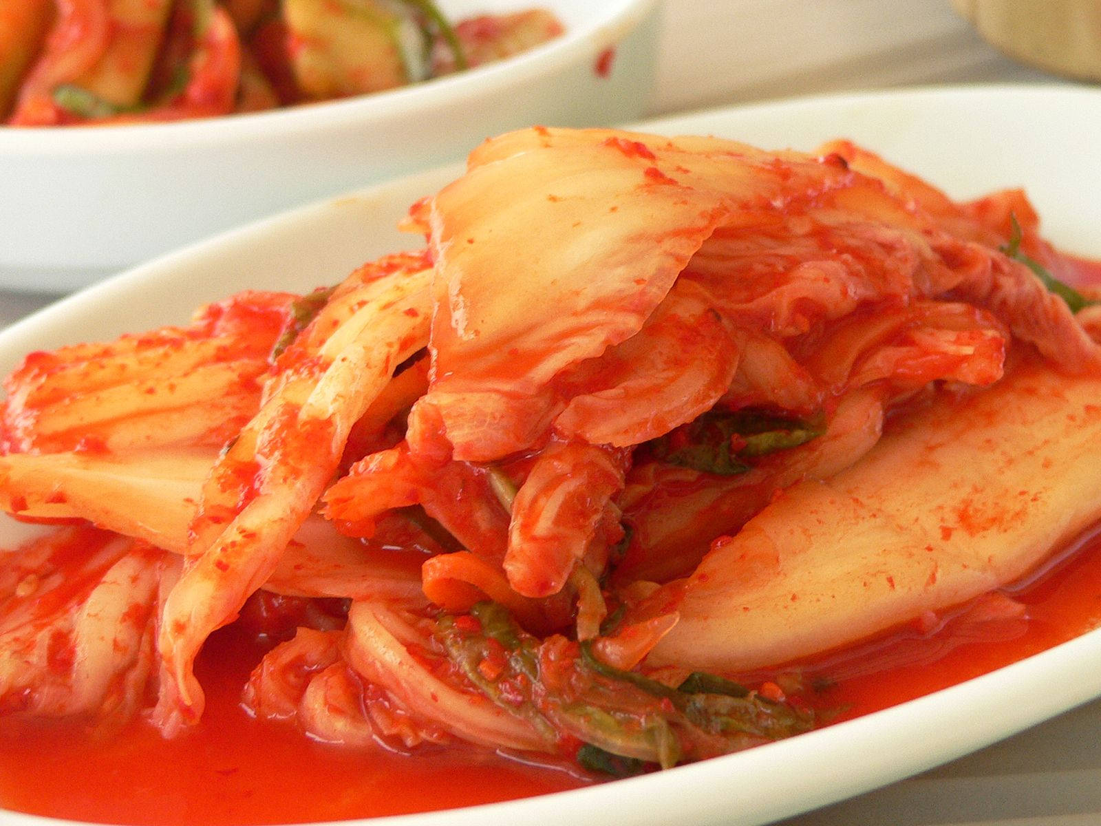 Stunning Kimchi On White Plate Wallpaper