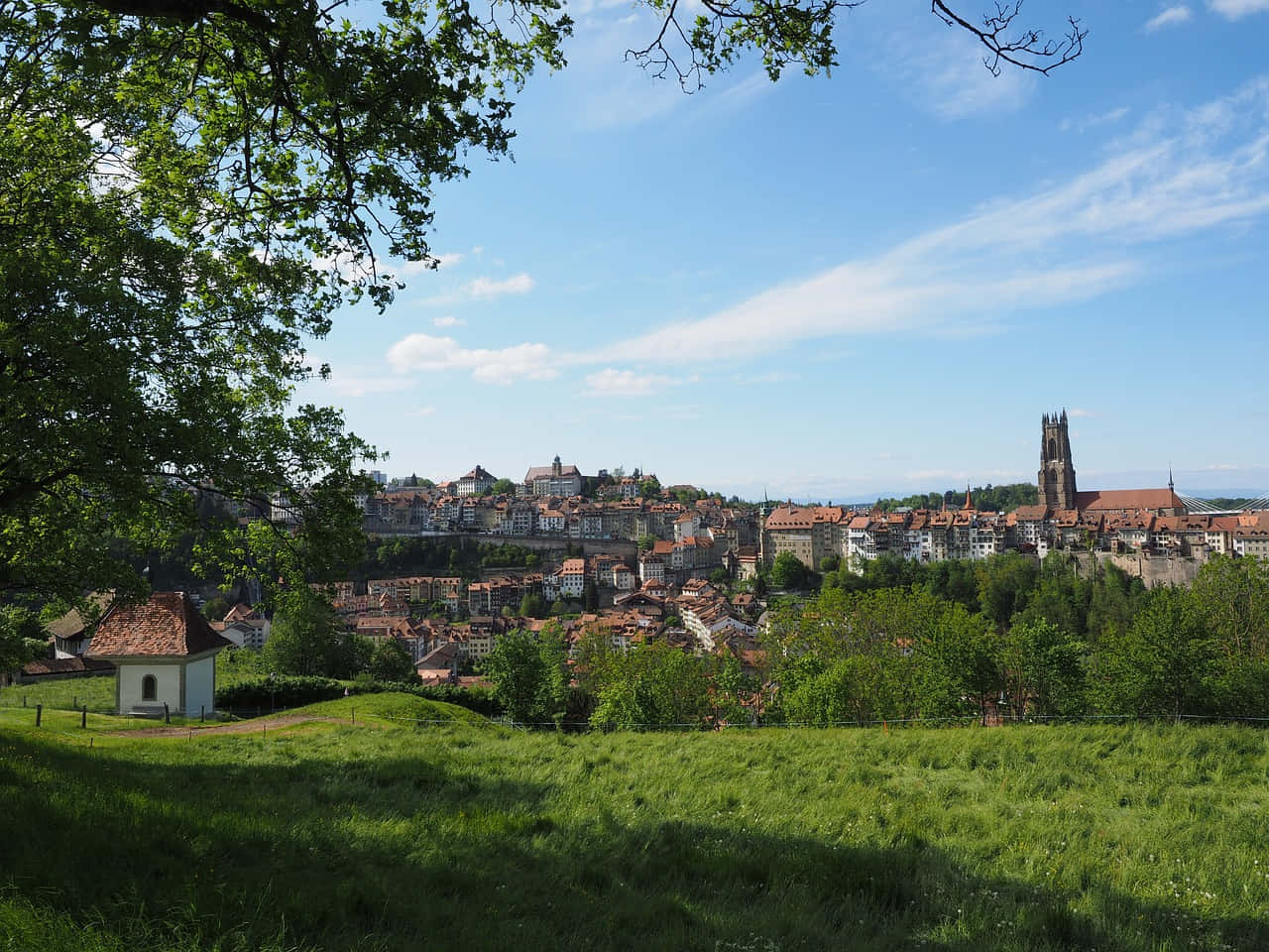 Stunning Landscape Of Fribourg, Switzerland Wallpaper