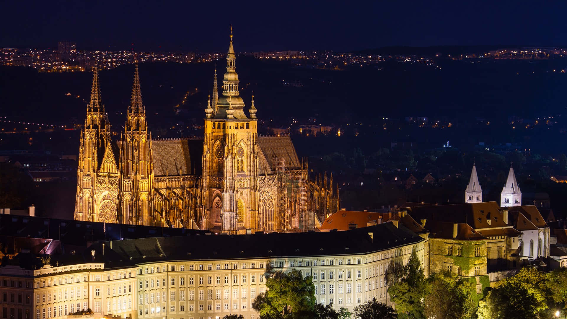 Stunning Night At Prague Castle Wallpaper