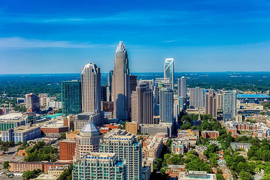 Adembenemende Nacht Skyline Van Charlotte, Verenigde Staten Achtergrond