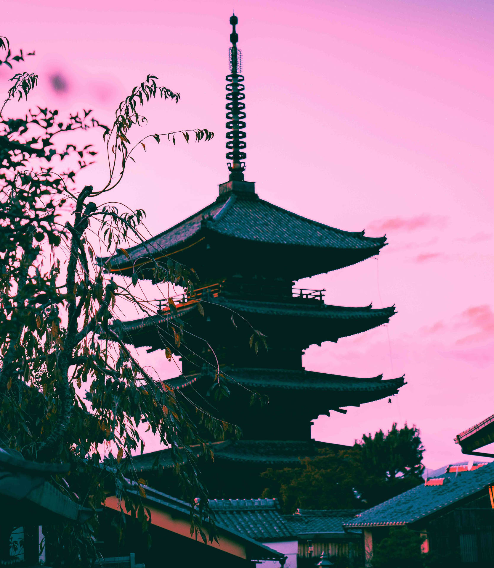 Stunning Pagoda In Pastel Japanese Aesthetic Wallpaper