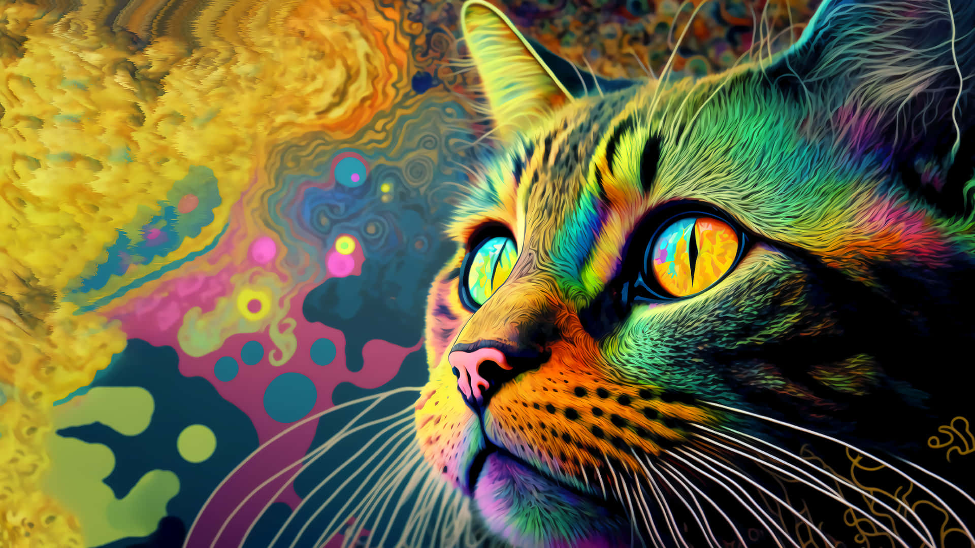 Stunning Rainbow Cat Wallpaper
