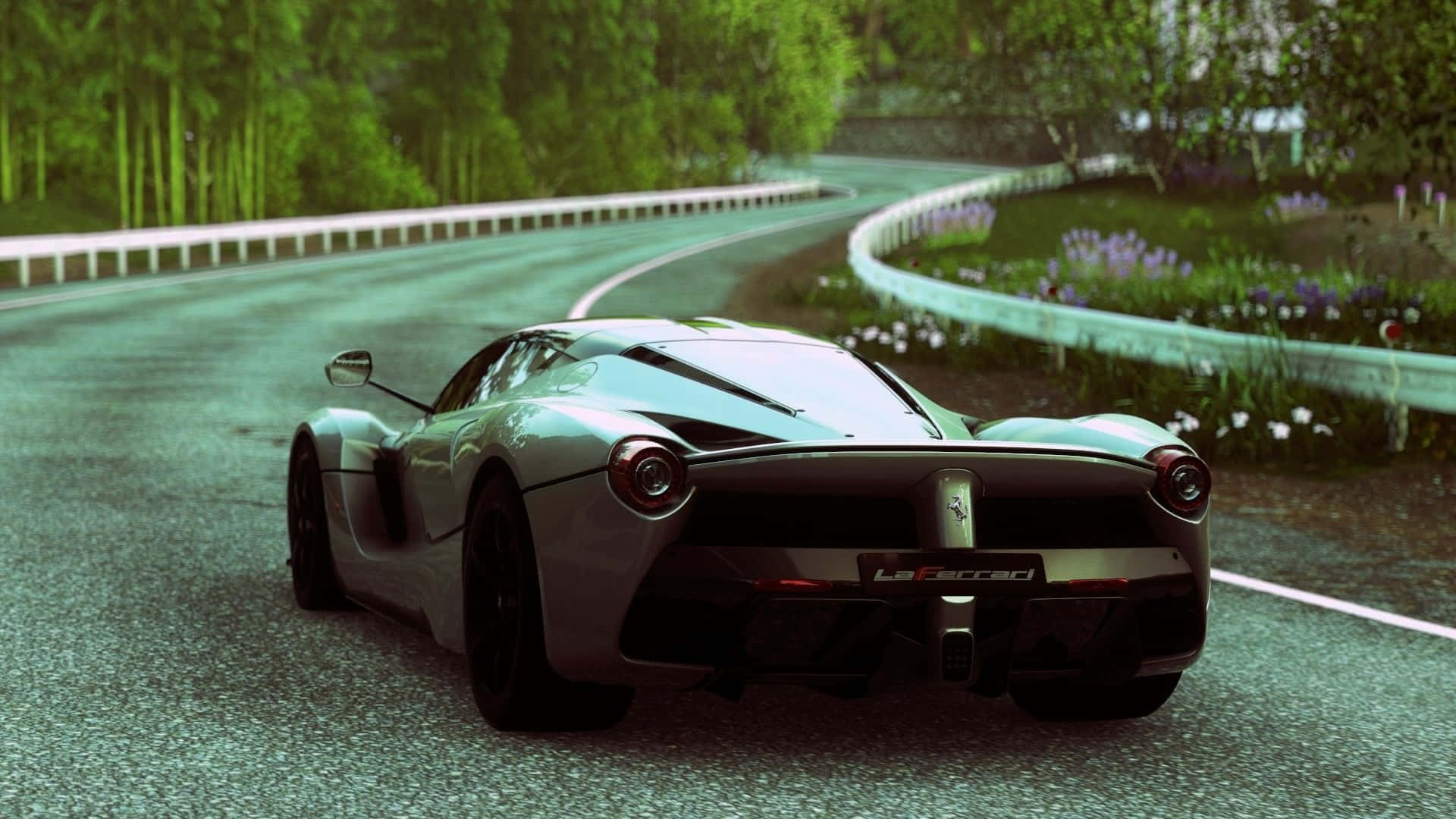 Stunning Red Ferrari Laferrari In Motion Wallpaper