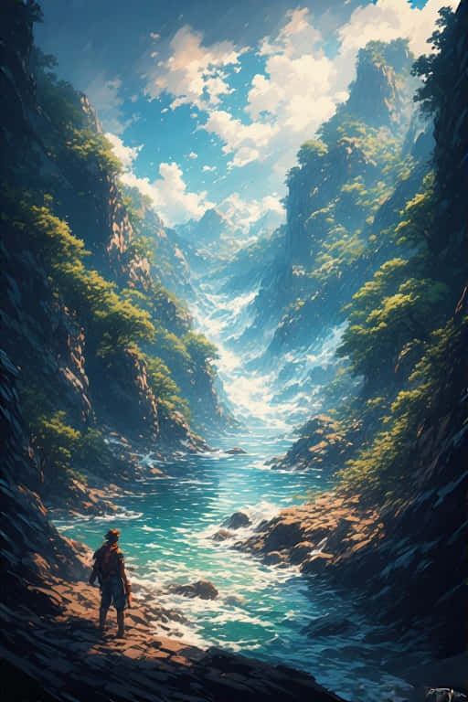 Stunning Sea Anime Realism Precisionist Art Wallpaper