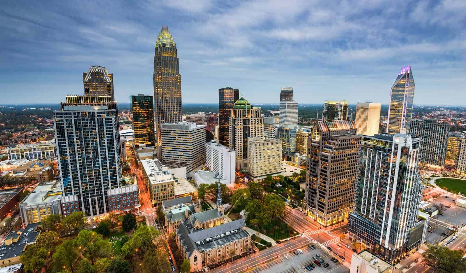 Stunning Skyline View Of Charlotte, North Carolina Wallpaper