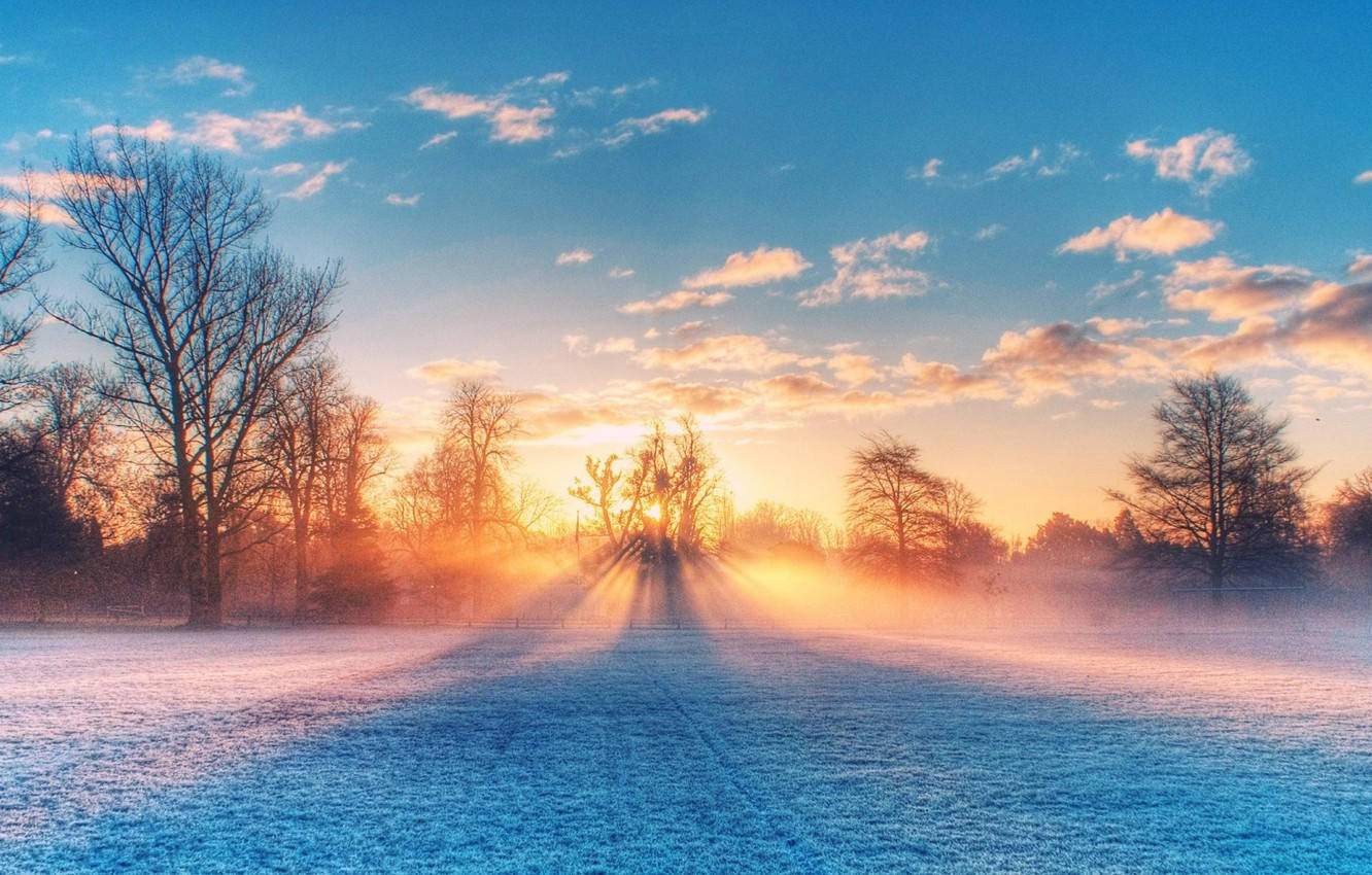 Stunning Sunrise Winter Scenery Wallpaper