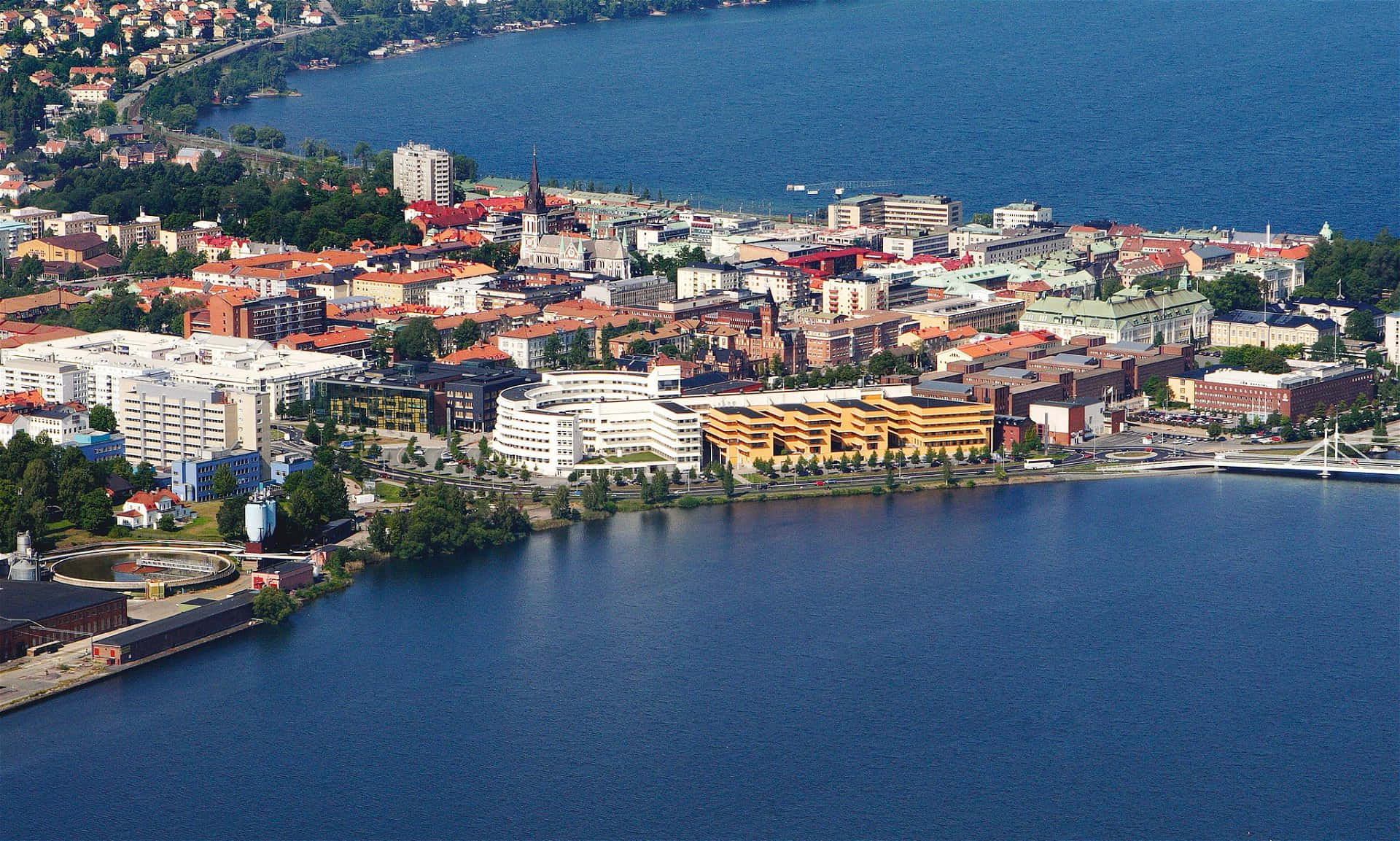 Upea Auringonlasku Järvi Vätternin Yllä, Jönköping Taustakuva