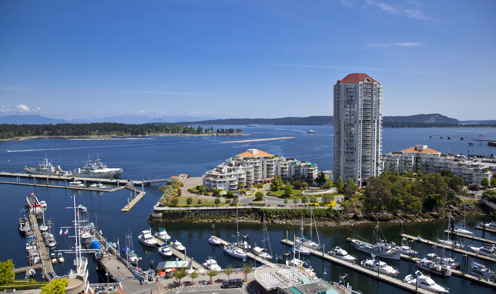 Adembenemende Zonsondergang Over Nanaimo Haven Achtergrond