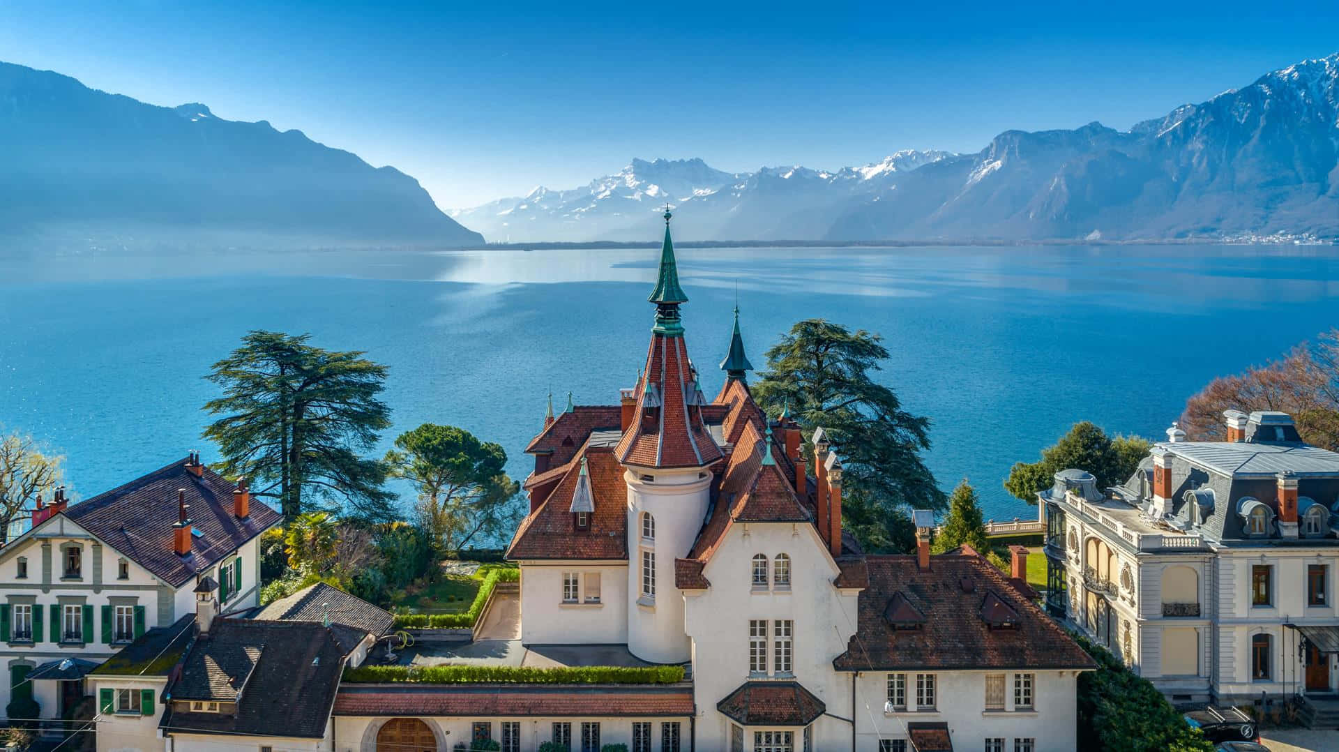Stunning View Of Montreux Riverside Wallpaper