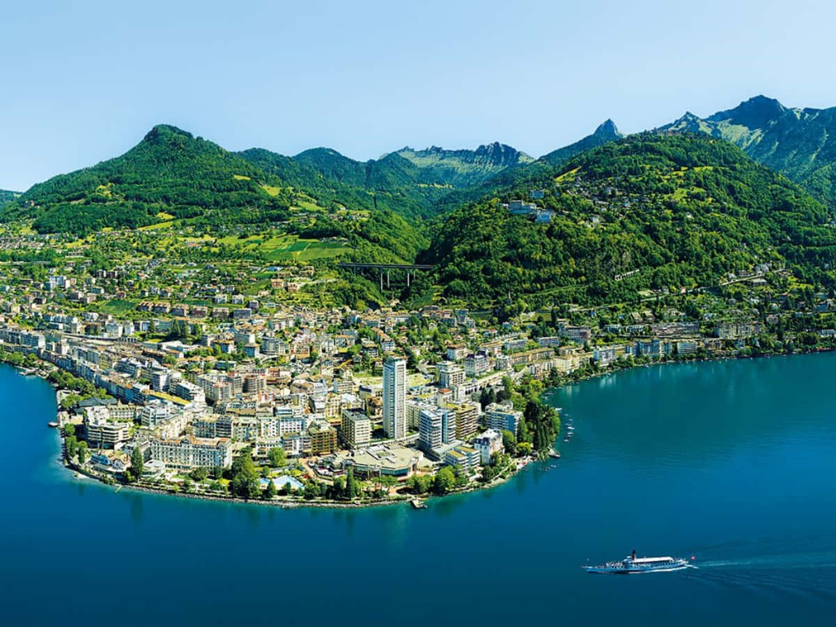Stunning View Of Montreux Riviera Wallpaper
