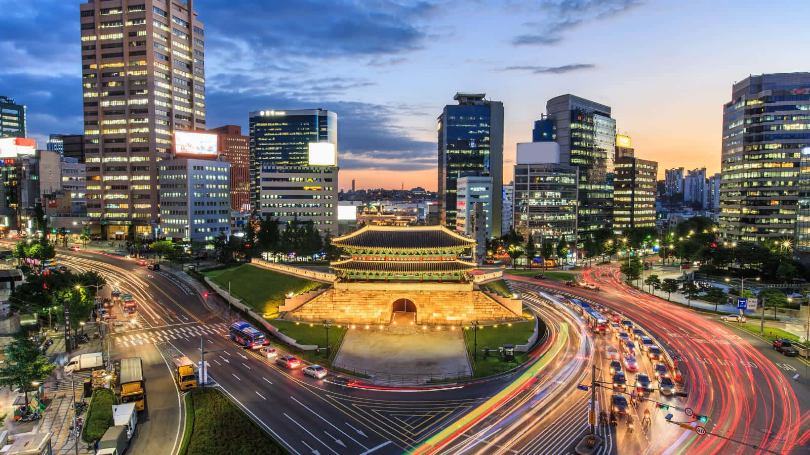 Stupendopanorama Urbano Della Corea Del Sud.