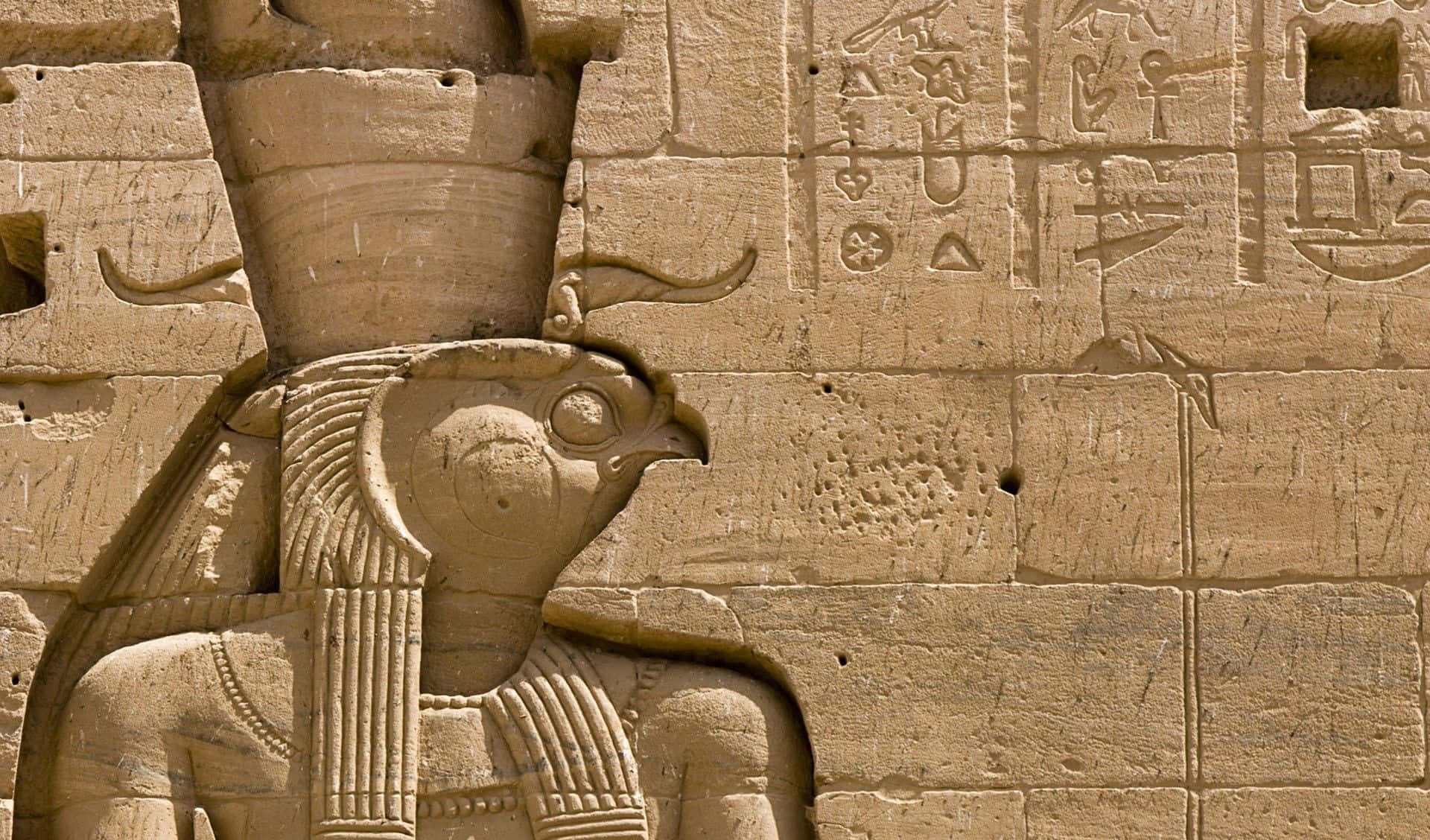 Stupendotramonto Nel Deserto Sopra Antichi Monumenti Egiziani