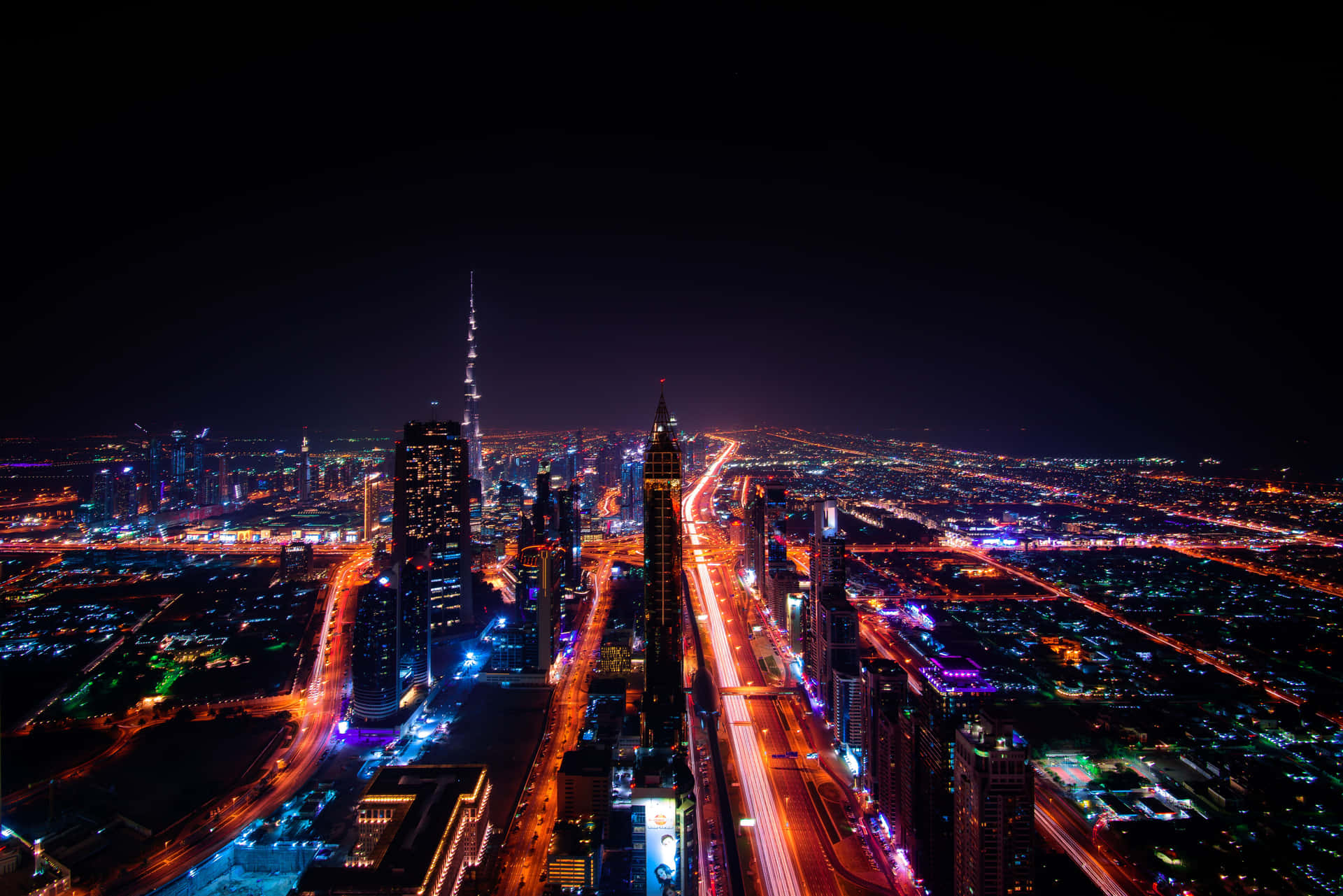 Stupendotramonto Nel Panorama Urbano Di Dubai