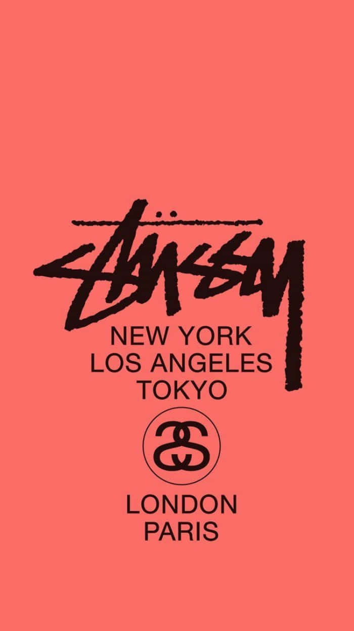 Stussy Brand Cities Pink Background Wallpaper