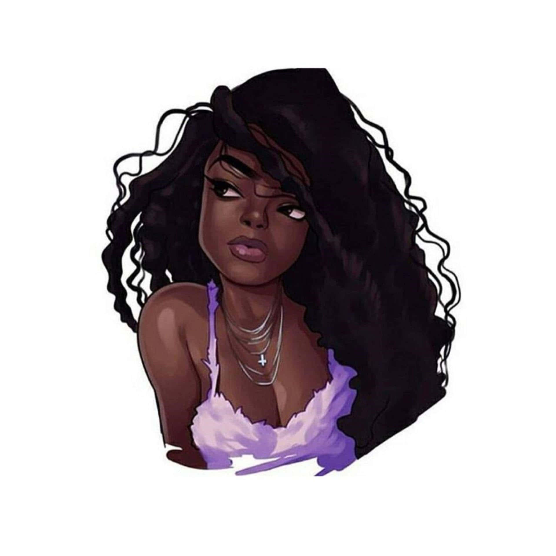 Stylish_ African_ American_ Animated_ Girl Wallpaper
