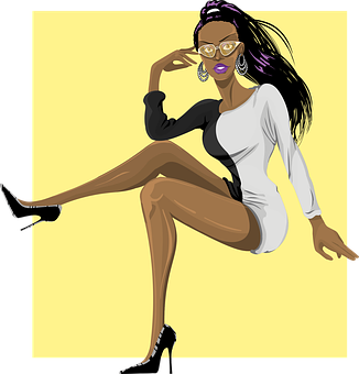 Stylish African Woman Illustration PNG