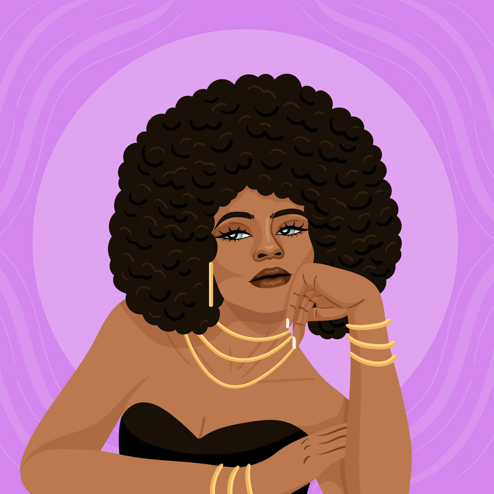 Stylish Afro Beauty Illustration Wallpaper