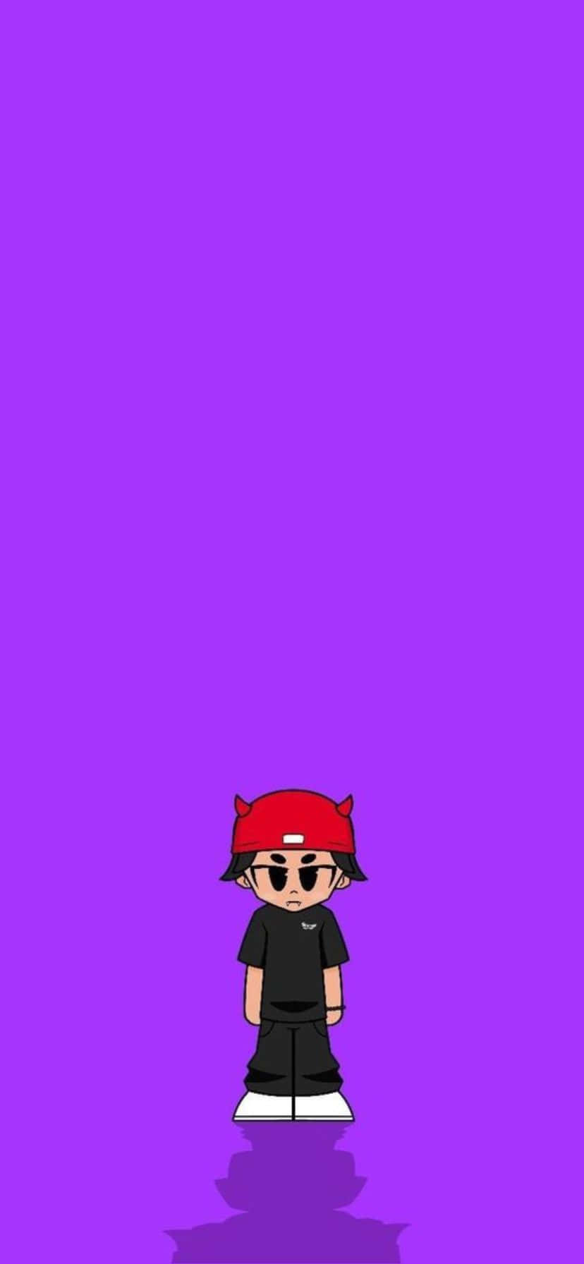 Stylish_ Animated_ Character_ Purple_ Background Wallpaper