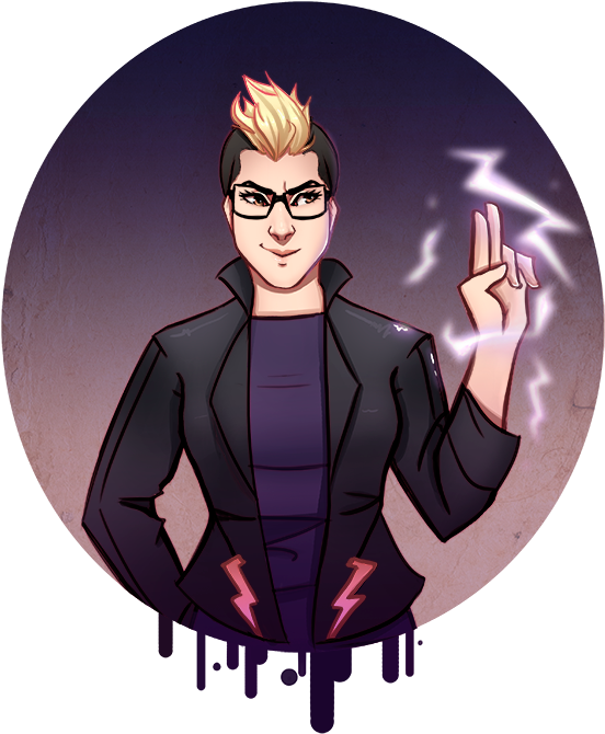 Stylish_ Animated_ Character_with_ Lightning_ Motif PNG