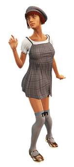 Stylish Animated Woman Pose PNG