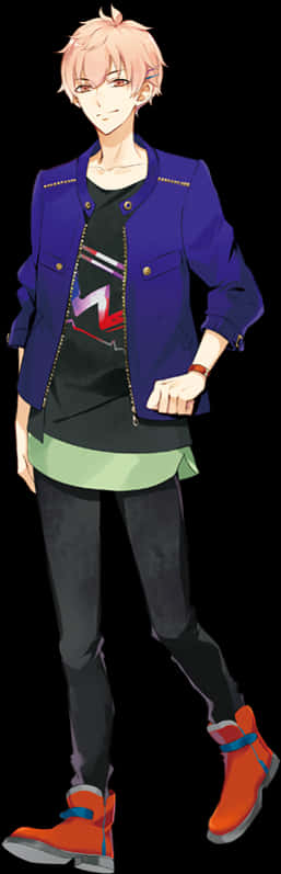 Stylish Anime Boyin Casual Outfit PNG