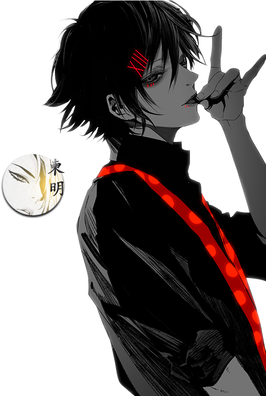 Stylish Anime Character Red Accents PNG