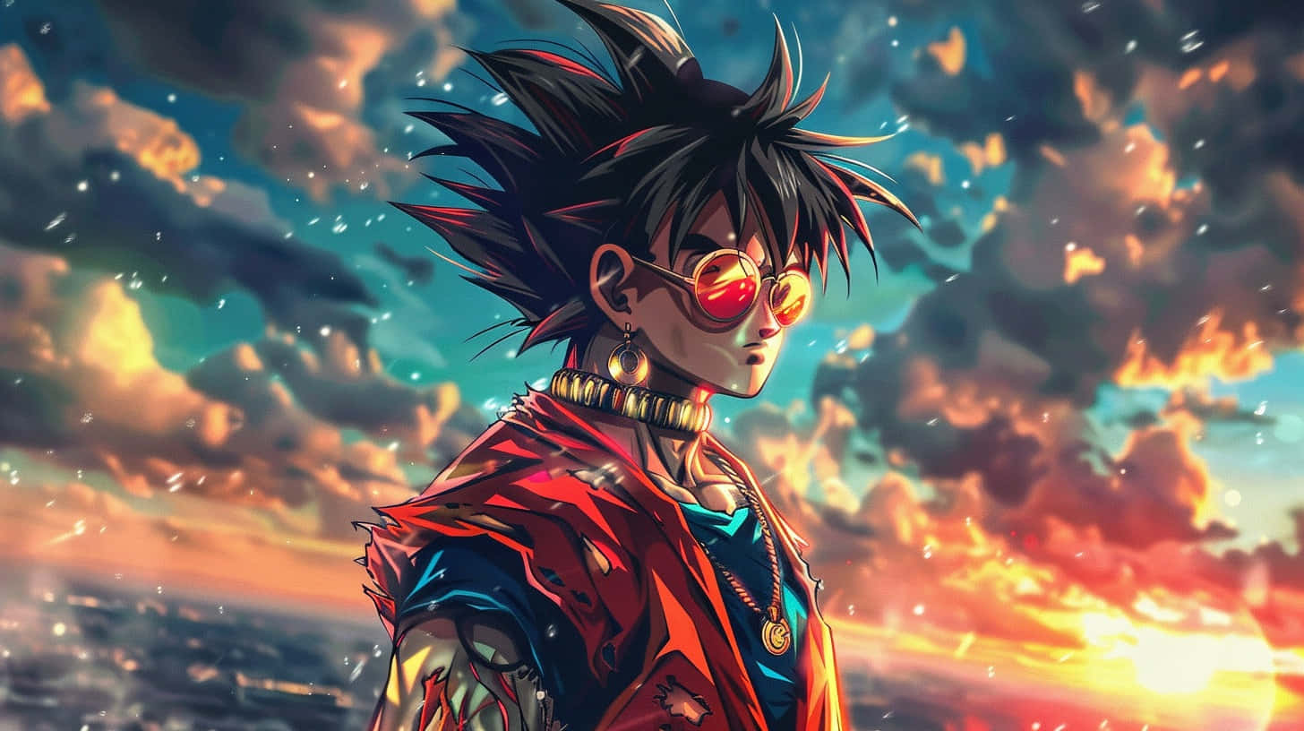 Download Stylish Anime Character Sunset Backdrop Wallpaper | Wallpapers.com