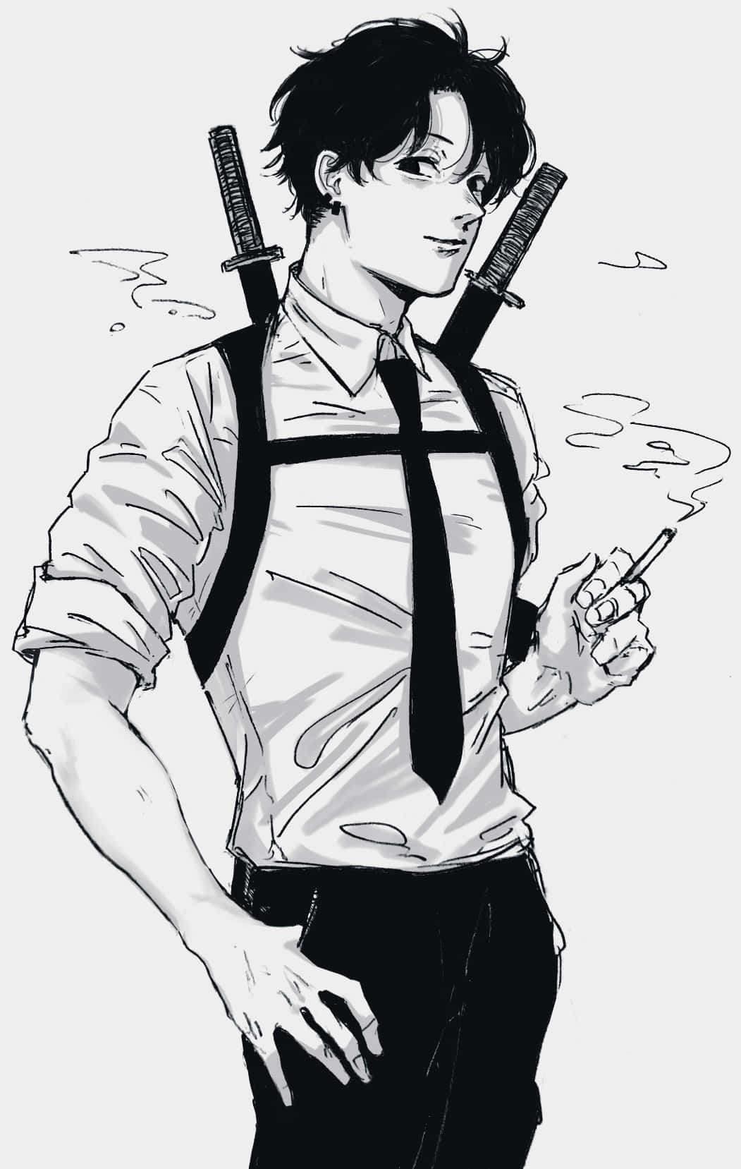 Personaje De Anime Estiloso Con Katanas Fondo de pantalla