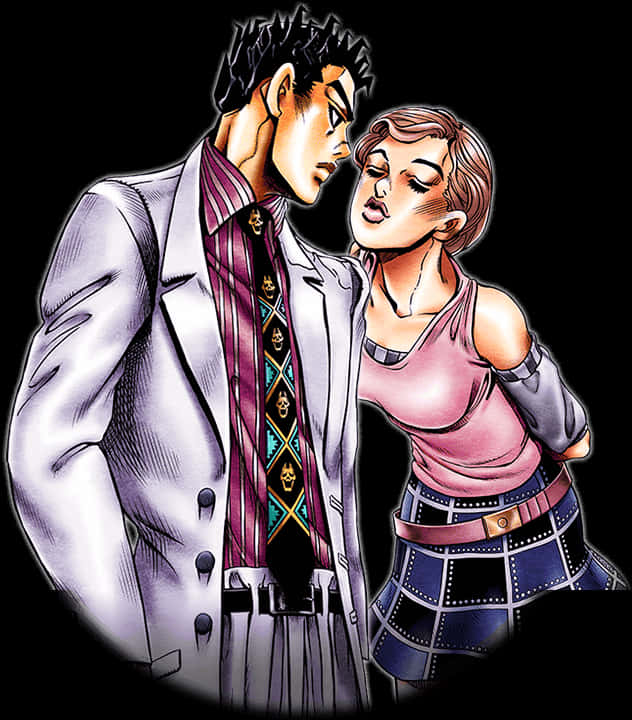 Stylish Anime Couple Artwork PNG