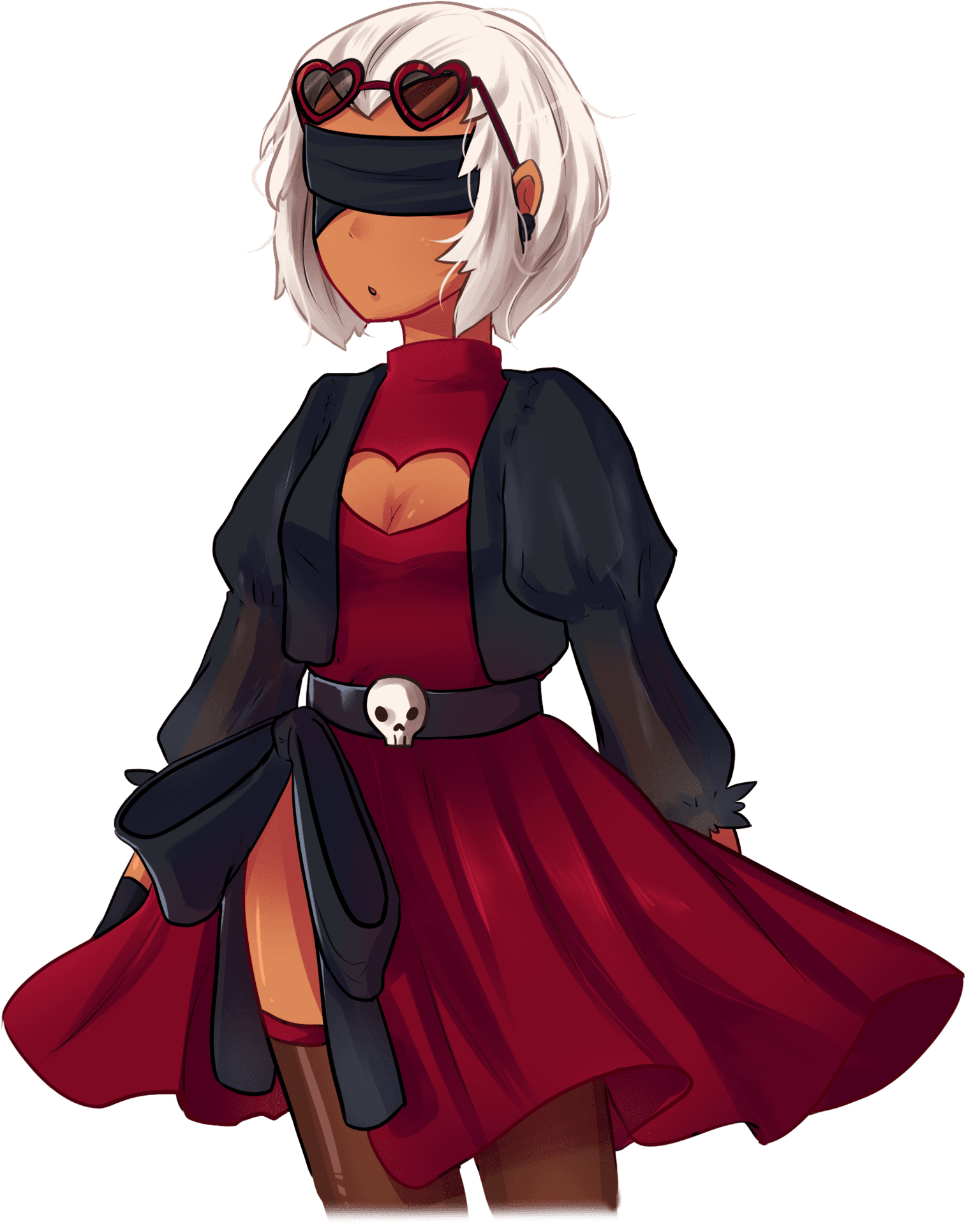 Stylish Anime Girlin Redand Black Outfit PNG