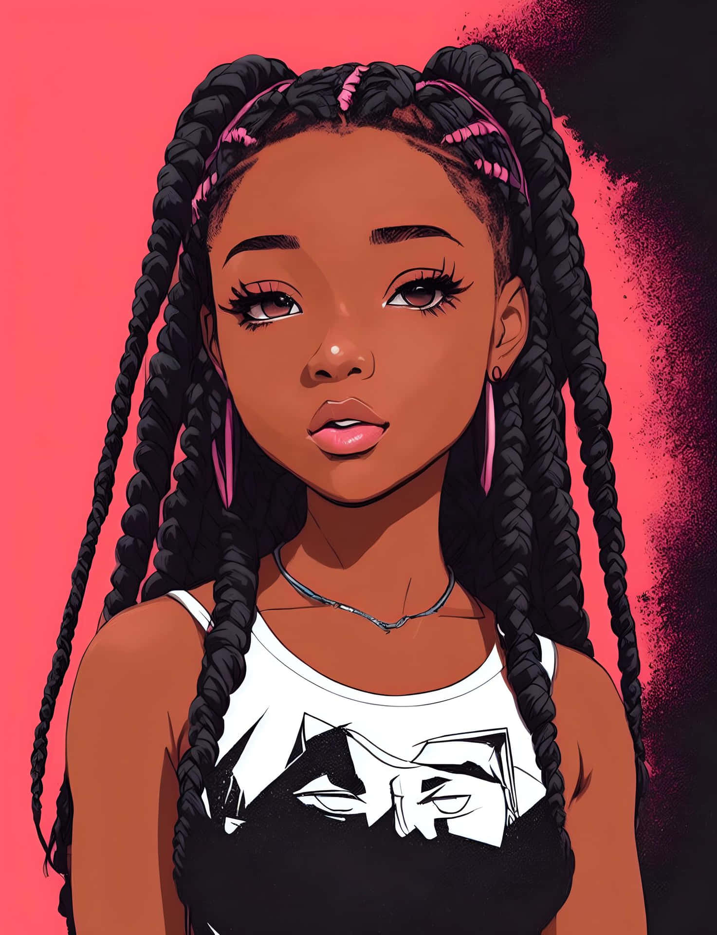 Stylish Anime Inspired Ebony Girl Wallpaper