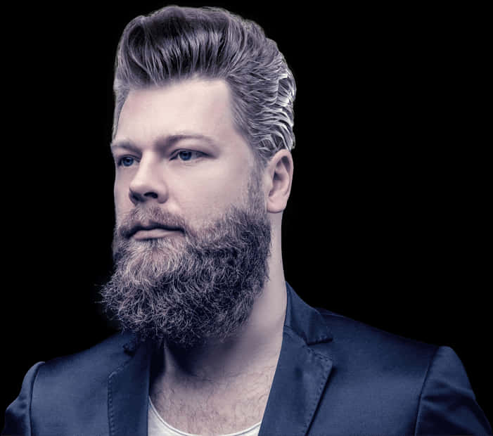 Stylish Bearded Man Hairstyle PNG