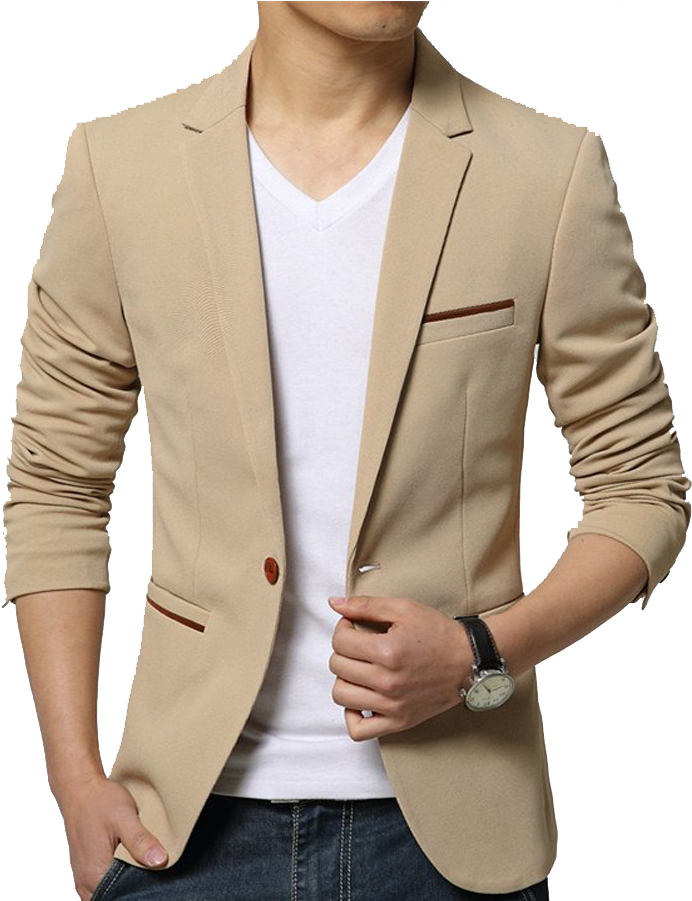 Stylish Beige Blazer Mens Fashion PNG