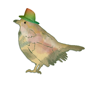 Stylish Birdin Green Hat PNG