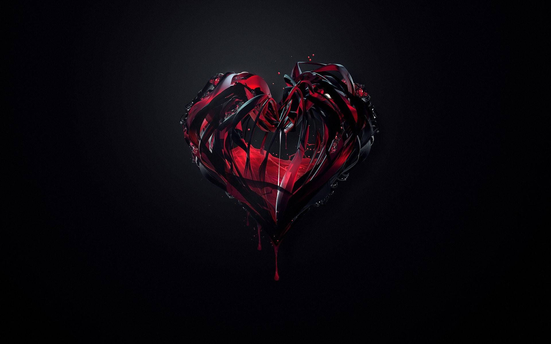 Stylish Black Red Heart Wallpaper