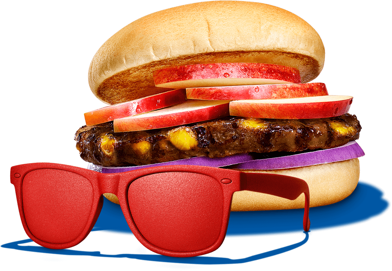 Stylish Burger With Sunglasses PNG