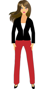 Stylish Cartoon Woman Vector PNG