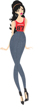 Stylish Cartoon Woman Vector PNG