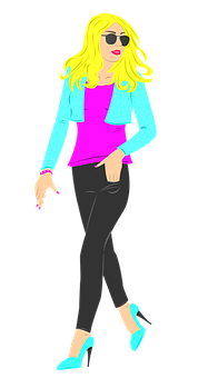 Stylish Cartoon Woman Walking PNG