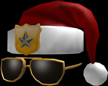 Stylish Christmas Hatand Sunglasses PNG