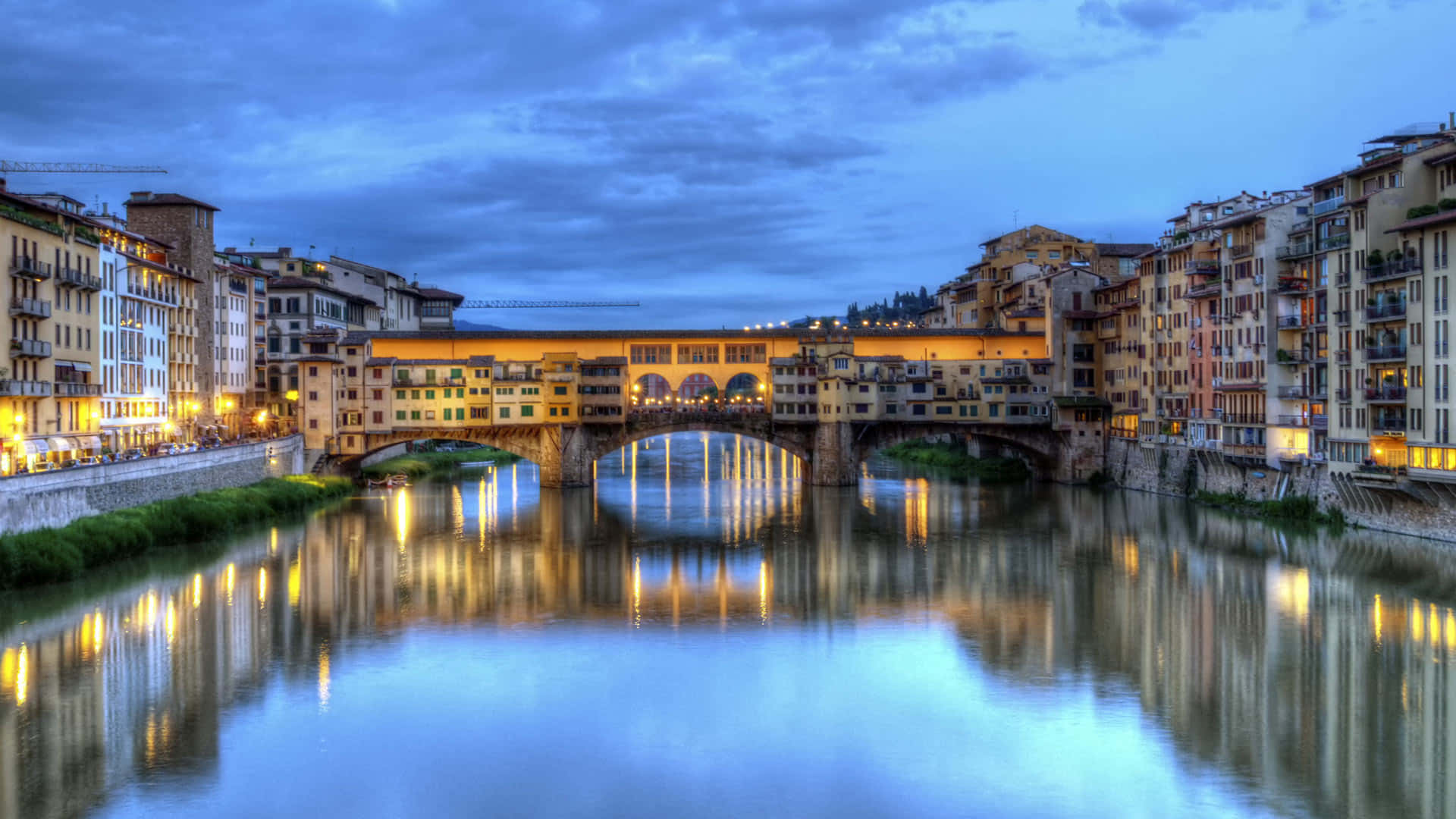 Stylige by Ponte Vecchio Panorama Tapet Wallpaper