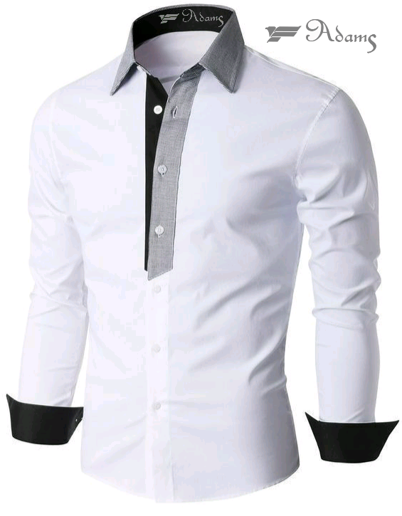 Stylish Contrast Collar Shirt Men PNG