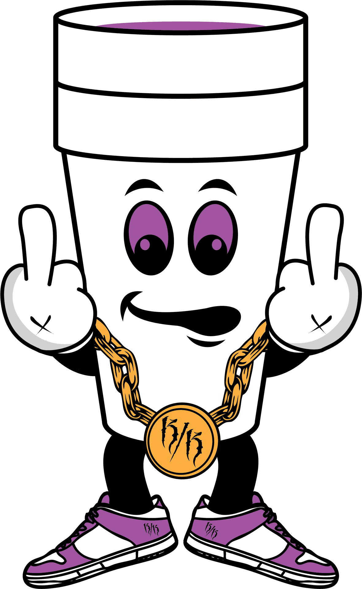 Stylish Cup Character With Medallionand Sneakers PNG