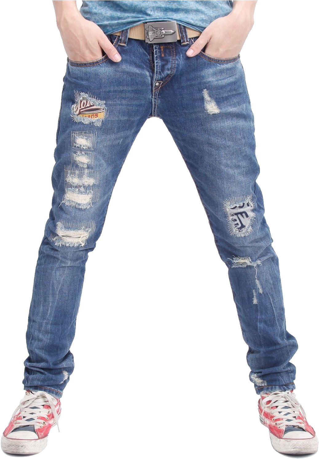 Stylish Distressed Jeans Fashion PNG