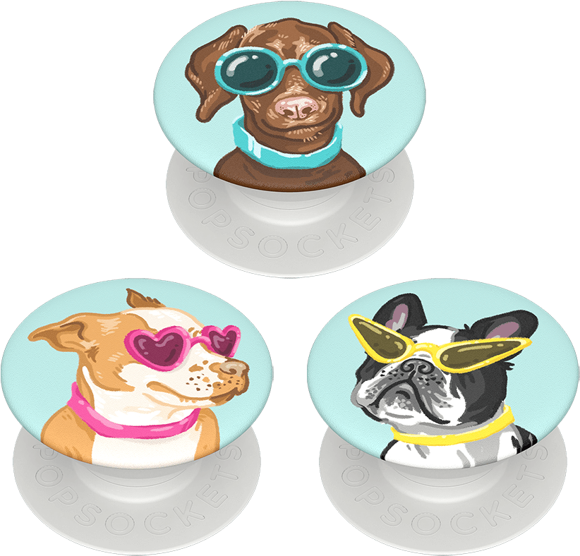 Stylish Dogs With Sunglasses Pop Sockets PNG