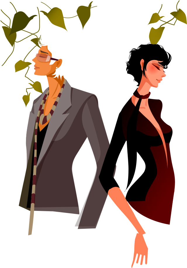Stylish Duo Autumn Fashion Illustration PNG
