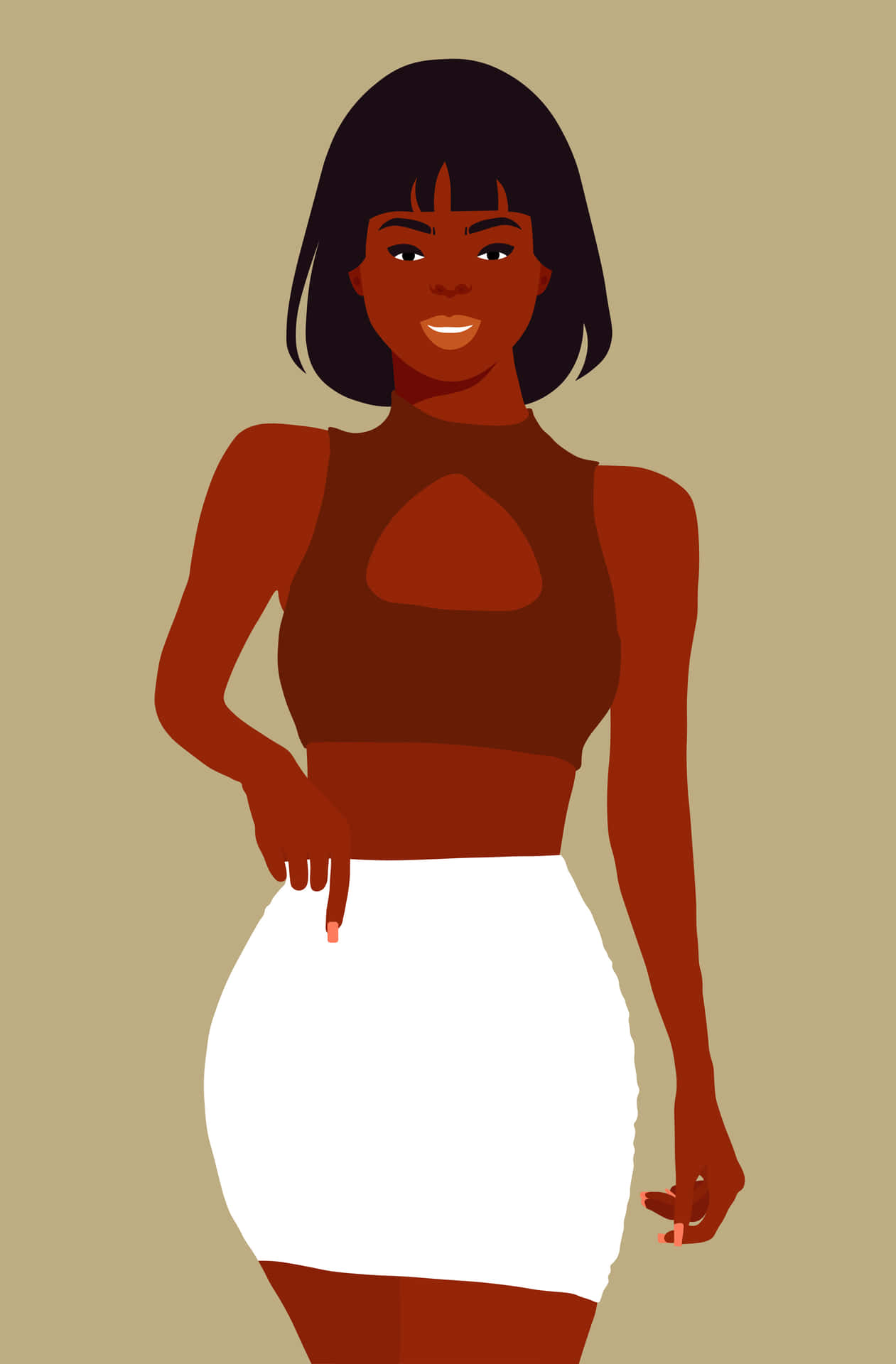 Stylish Ebony Fashion Illustration Wallpaper