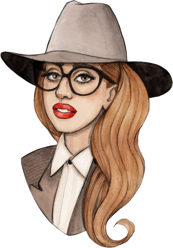 Stylish Female Cartoon Characterwith Hat PNG