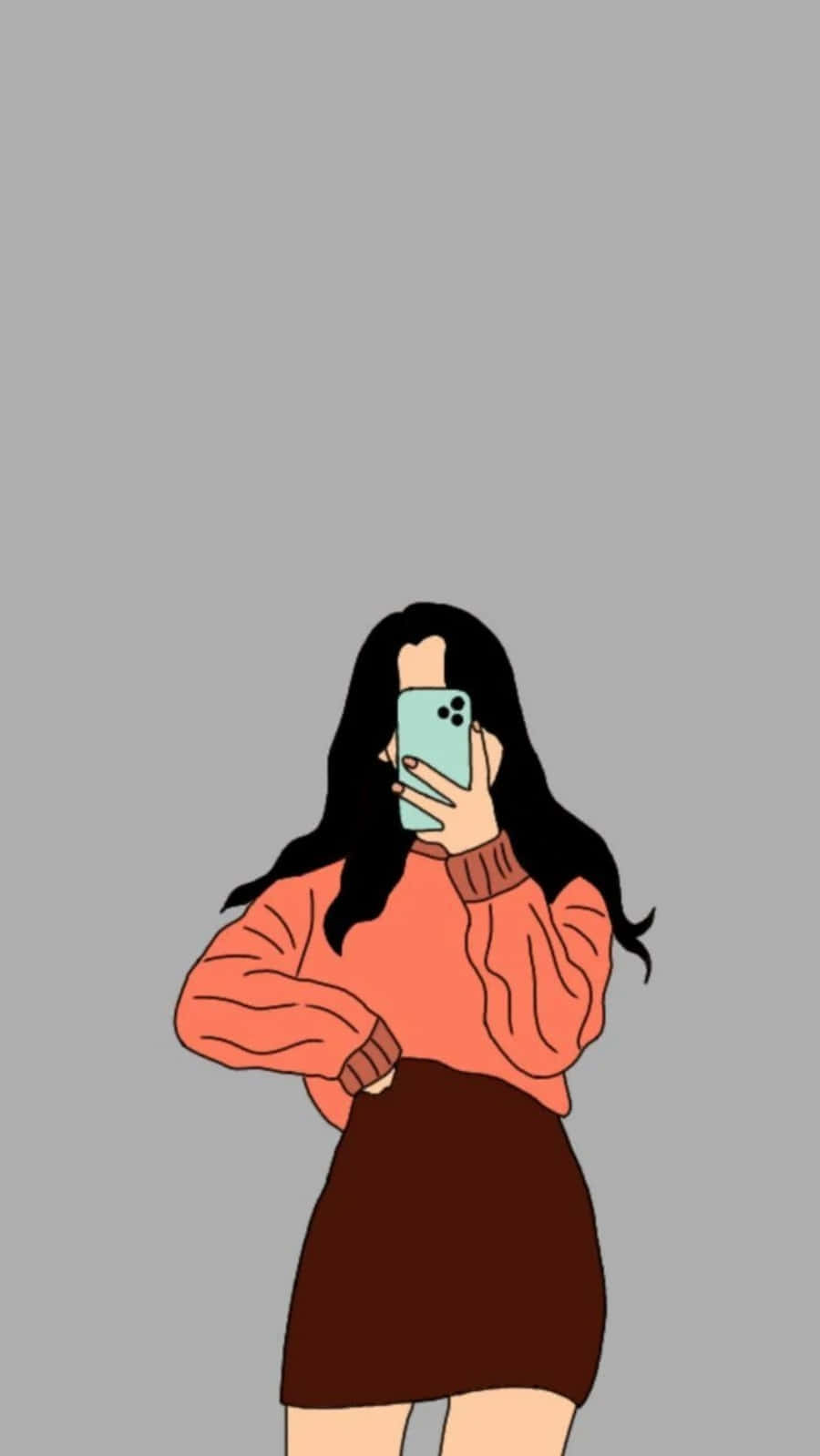 Stylish Girl Taking Selfie Illustration Wallpaper