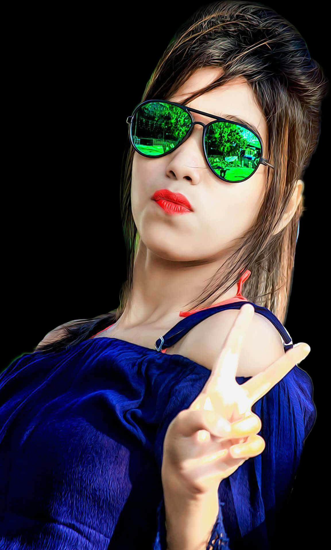 Stylish Girlin Sunglasses PNG